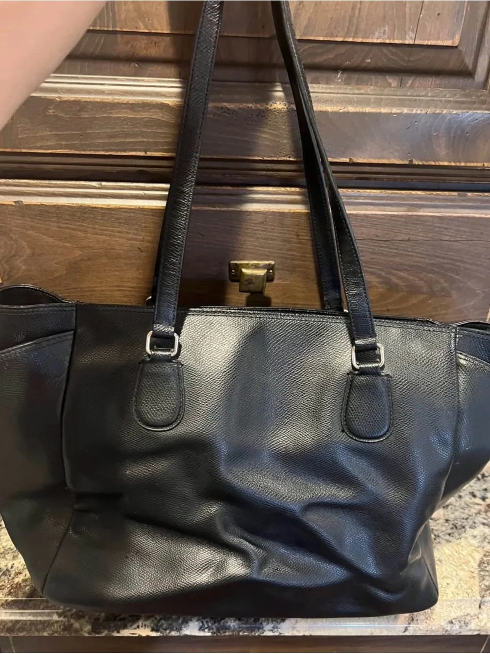 Coach Black Leather Tote/diaper bag with Gold Accent